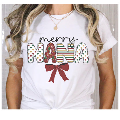 Merry Nana Holiday Tee, Unisex Jersey Short Sleeve T-Shirt, Christmas Gift for Grandma, Festive Family Shirt, Holiday Apparel, Cute Nana Top