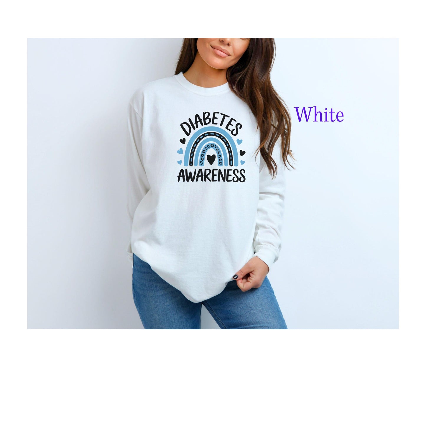 Diabetes Awareness Long Sleeve T-Shirt, Diabetes Support and Advocacy, Fundraiser Events, Gifts, Awareness Campaigns, Support, JD1, T1D