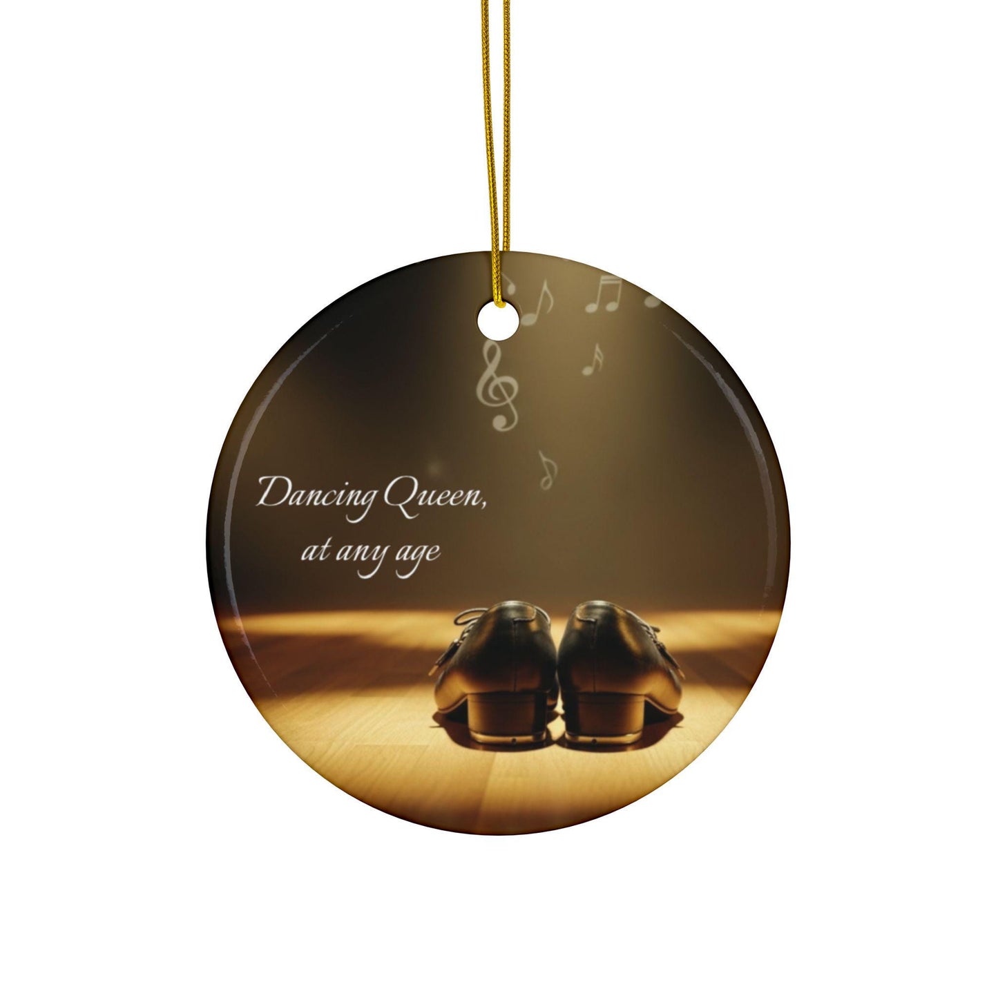 Dancing Queen Tap Shoes Ornament, Ceramic Double-Sided Round Holiday Decor