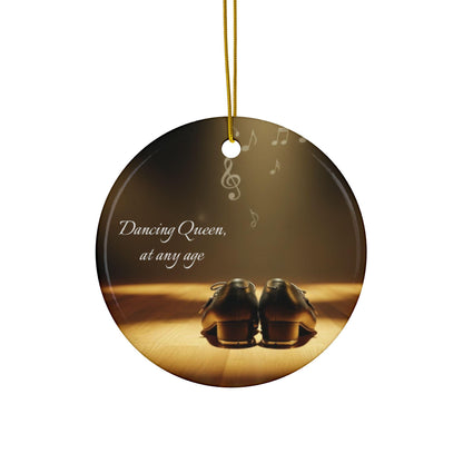 Dancing Queen Tap Shoes Ornament, Ceramic Double-Sided Round Holiday Decor