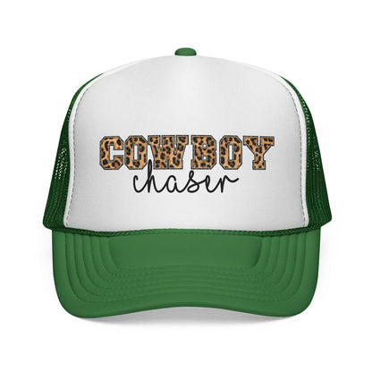 Leopard Print Cowboy ChaserTrucker Cap, Cowgirl Hat, Leopard Print Western Cap