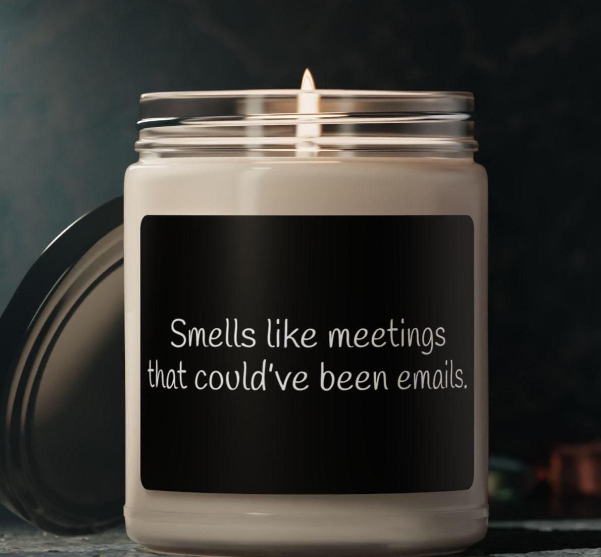 Funny candle. Smells like meetings that could have been emails. coworker gift, white elephant gift, Friendsgiving, party gift