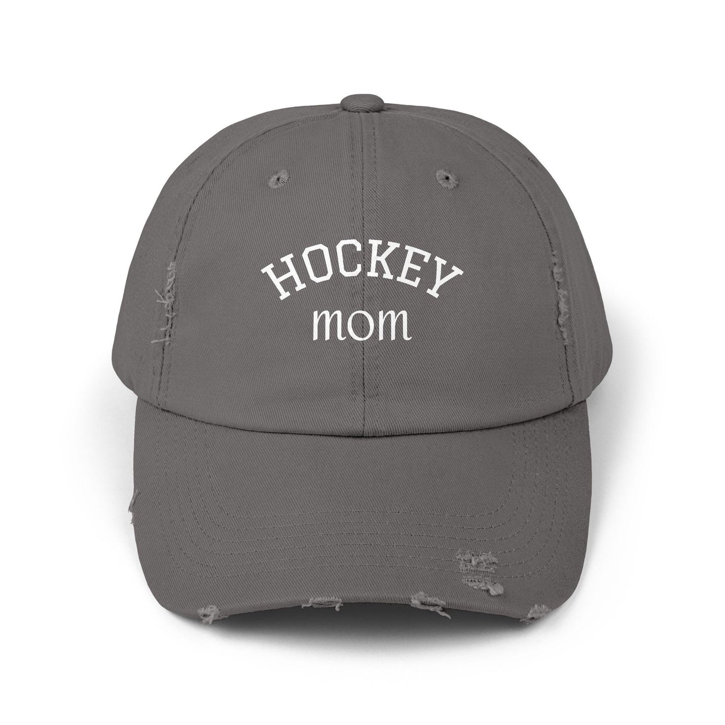 Distressed "HOCKEY mom" Baseball Cap: Custom Team Colors