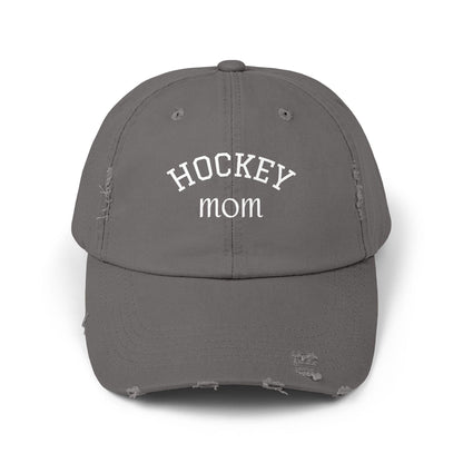 Distressed "HOCKEY mom" Baseball Cap: Custom Team Colors