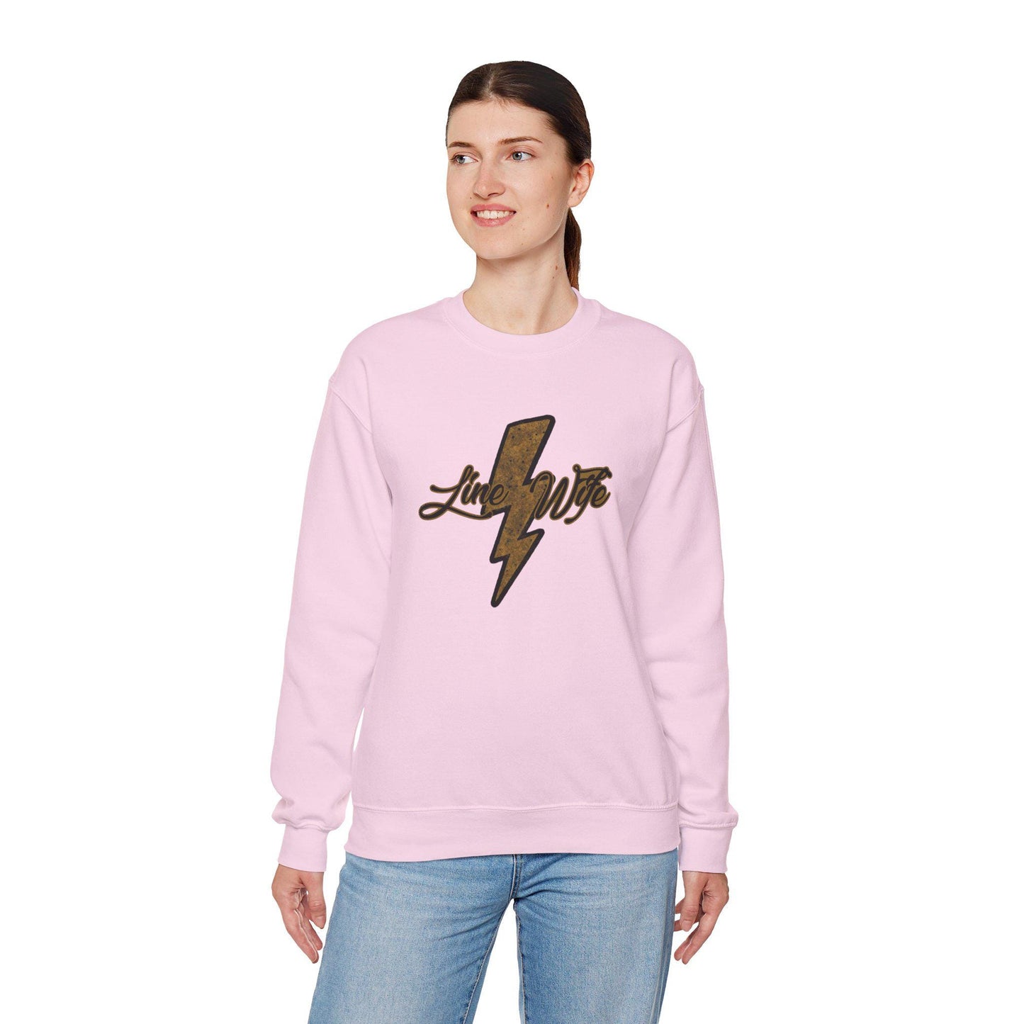 Line Wife Lightning Bolt Crewneck Sweatshirt - Unisex Heavy Blend, Cozy Pullover, Casual Wear, Gift for Him/Her, Everyday Comfort