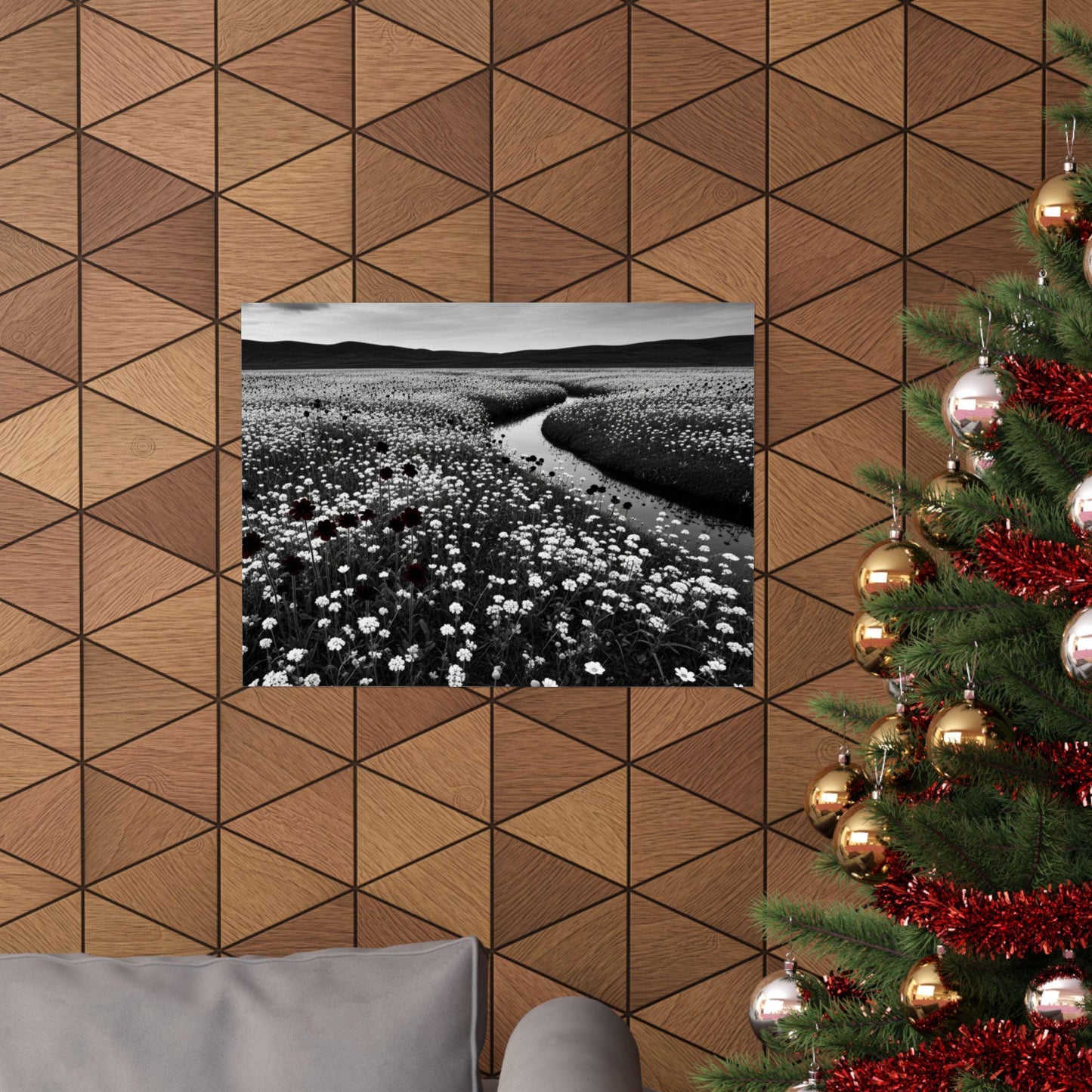 Monochrome Landscape Poster: Minimalist Nature Art Print