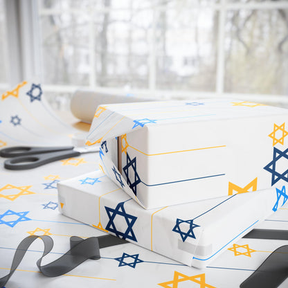 Jewish-Themed Wrapping Papers for Hanukkah and Shabbat, Festive Gift Wrap, Holiday Wrapping, Star of David Decor