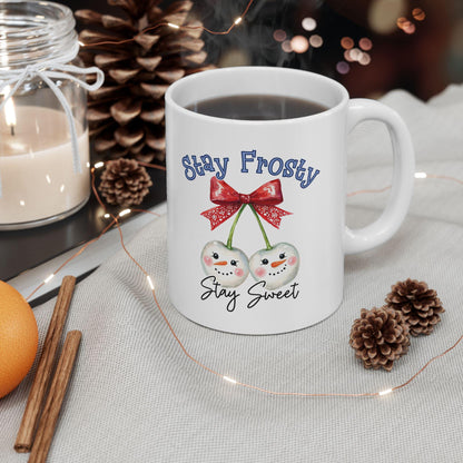 Frosty Ceramic Coffee Mug, Cute Gift for Friends, Stay Spooky Mug, Halloween Decor, Cute Coffee Cup, White elephant gift