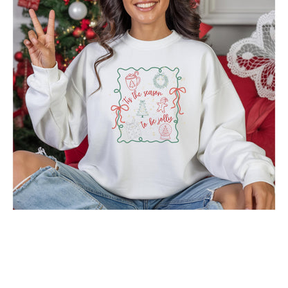 Cozy Holiday Sweatshirt - 'Tis the Season to Be Jolly, Christmas Gift, Unisex Crewneck, Festive Apparel, Winter Wear
