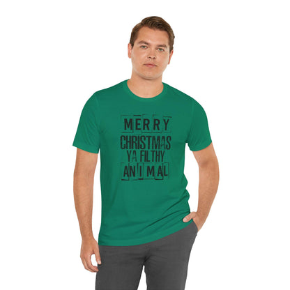 Funny Christmas Tee, Filthy Animal, Unisex Jersey Short Sleeve Tee, Holiday Gift, Casual Wear, Merry Christmas Shirt, Fun Christmas Apparel