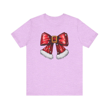 Festive Christmas Bow Tee, Holiday Gift, Casual Wear, Unisex T-Shirt, Seasonal Apparel, Christmas Celebration Shirt, Mrs Claus bow