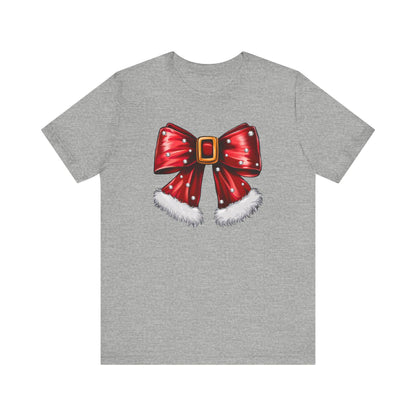 Festive Christmas Bow Tee, Holiday Gift, Casual Wear, Unisex T-Shirt, Seasonal Apparel, Christmas Celebration Shirt, Mrs Claus bow