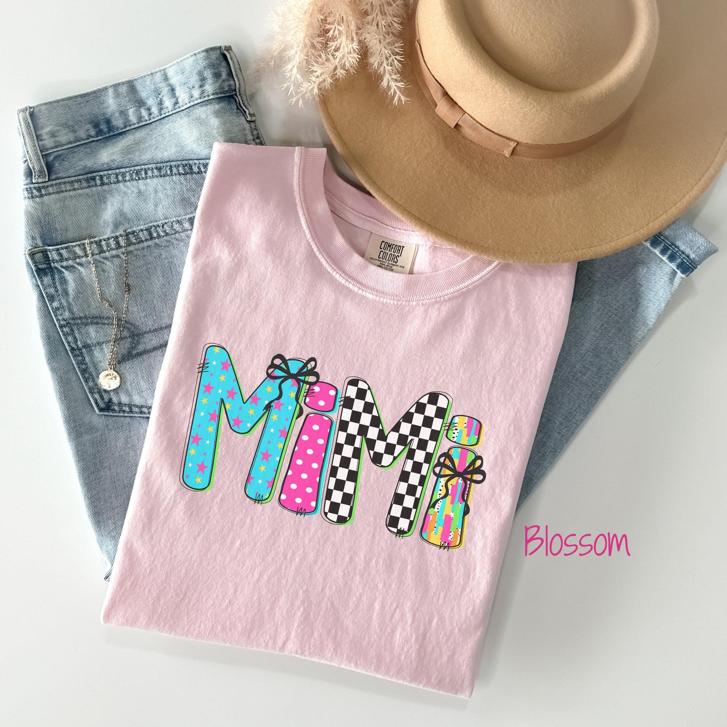 Colorful 'Mimi' T-Shirt, Fun Family Gift, Casual Wear, Birthday Celebration Tee, Personalized Summer Style, Christmas gift for Mimi
