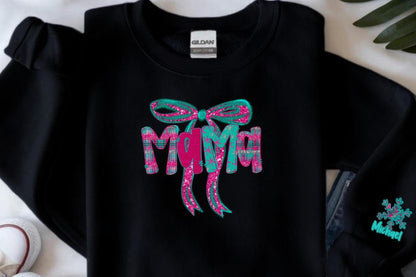 Custom Bow Sweatshirt for Moms, Cozy Crewneck, Mother's Day Gift, Birthday Present, Casual Wear
