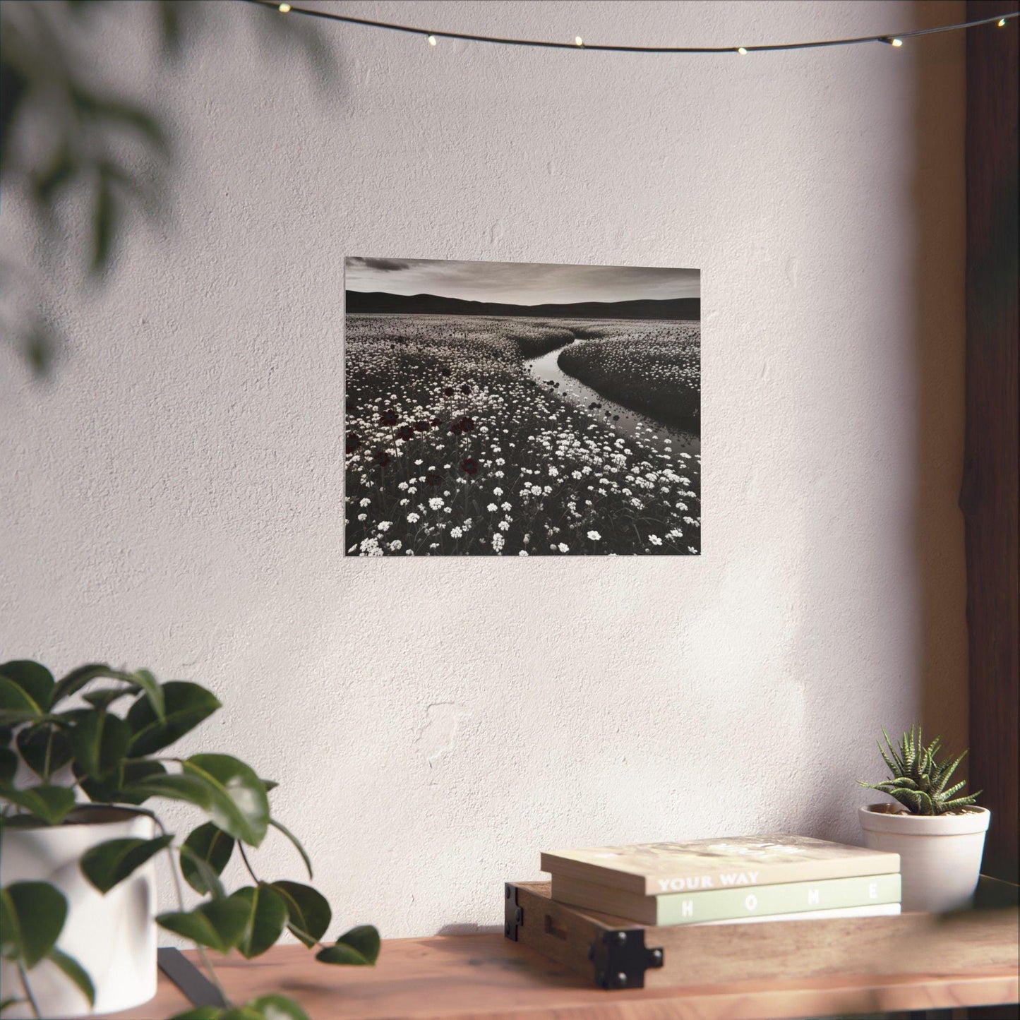 Monochrome Landscape Poster: Minimalist Nature Art Print