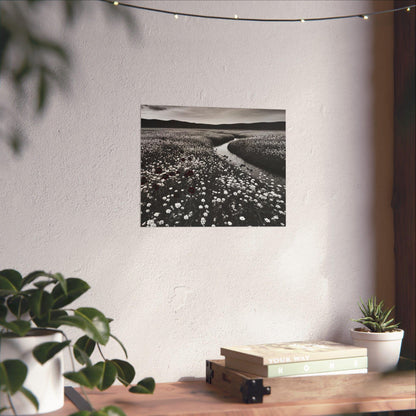 Monochrome Landscape Poster: Minimalist Nature Art Print