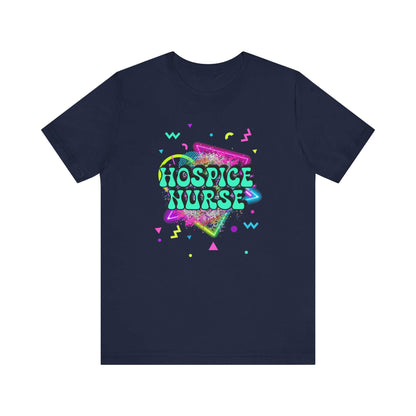 Colorful Hospice Nurse T-Shirt, Fun Nurse Apparel, Medical Tees, Gift for Nurses, Casual Workwear, 80's shirt, disco