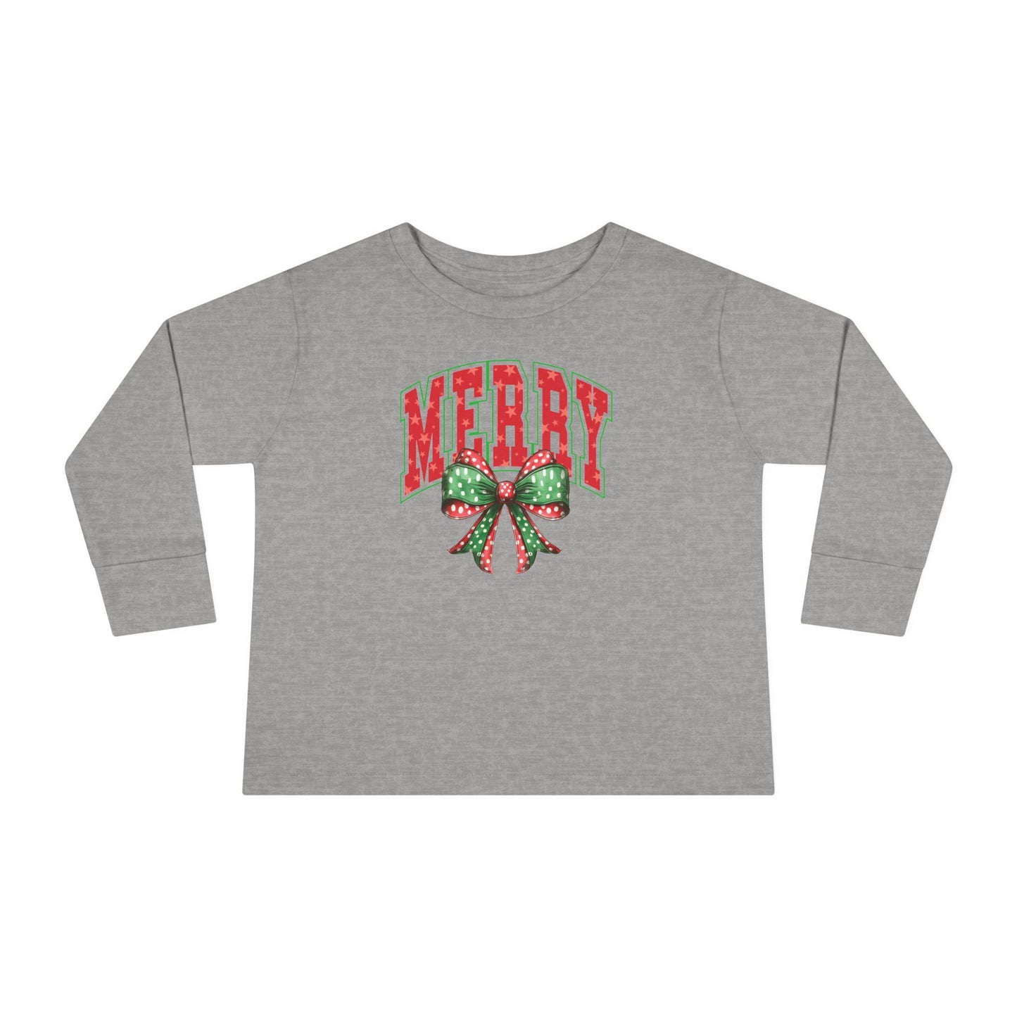 Merry Toddler Long Sleeve Tee - Cute Holiday Shirt for Kids, Christmas Gift, Festive Outfit, Seasonal Playwear, Joyful Celebration Apparel