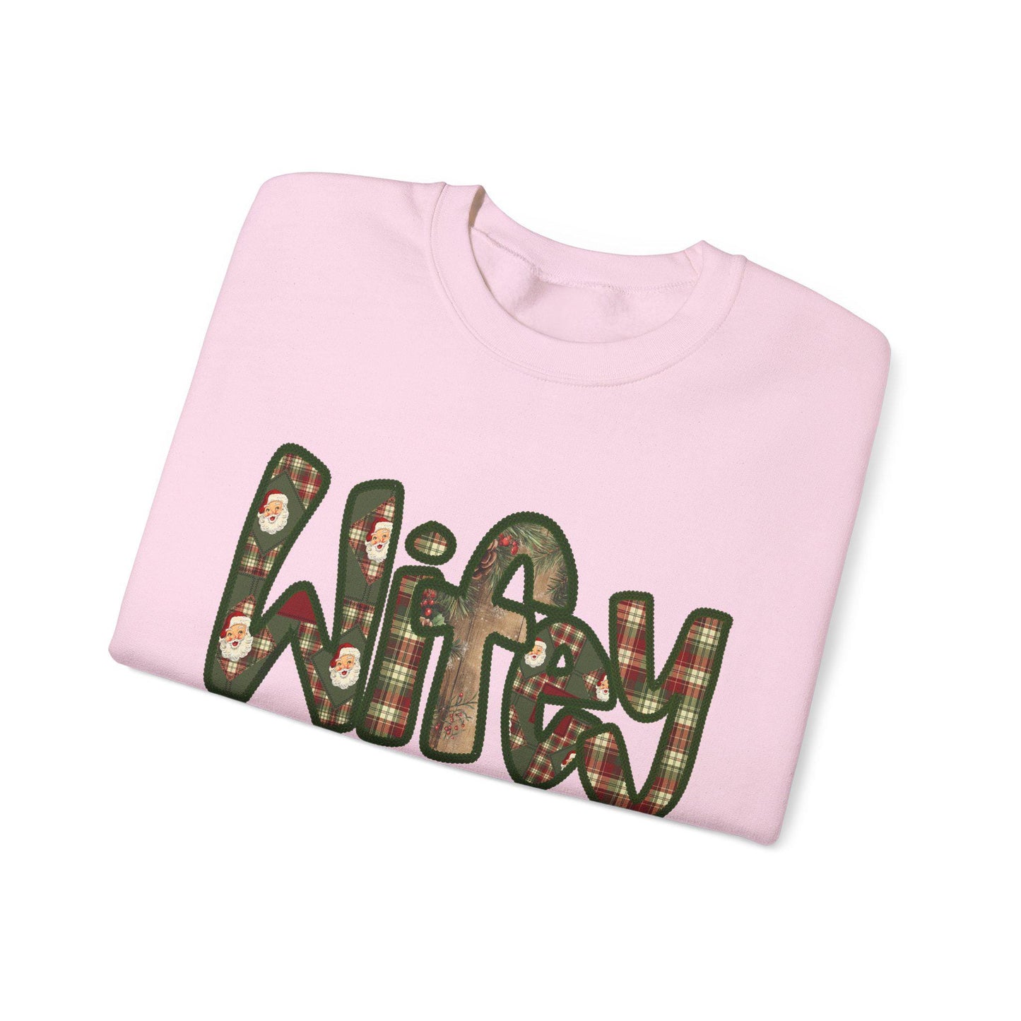 Cozy Wifey Sweatshirt, Faux embroidery, Perfect for Mom, Casual Style, Comfortable Crewneck, Holiday Apparel, Trendy Fashion