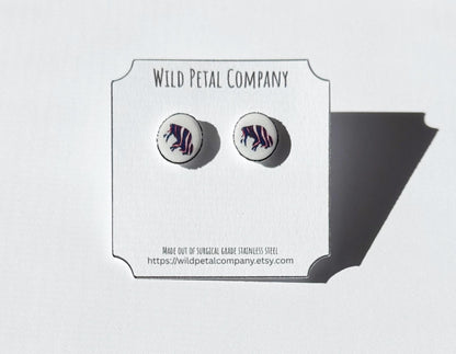 Buffalo Earrings – Red White Blue Studs, Buffalo Jewelry, USA Pride Gift for Her, Buffalo lover earrings, Buffalo fan gear