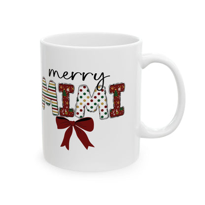 Merry Mimi Holiday Ceramic Mug, Christmas Coffee Cup, Seasonal Drinkware, Festive Gift, Family Gathering Mug, Mimi christmas present