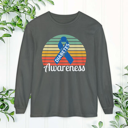 Diabetes Awareness Long Sleeve Shirt, Diabetes Shirt, Sports Team Spirit, Health Gear, Gift for Supporters, T1D awareness, T1D Support