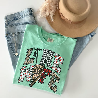 Line Wife T-Shirt, Casual Tee for Wives, Unique Gift for Spouses, Trendy Everyday Wear, Comfortable and Stylish Top, IBEW lineman wife