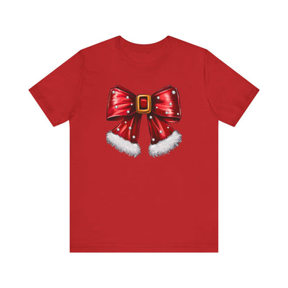Festive Christmas Bow Tee, Holiday Gift, Casual Wear, Unisex T-Shirt, Seasonal Apparel, Christmas Celebration Shirt, Mrs Claus bow