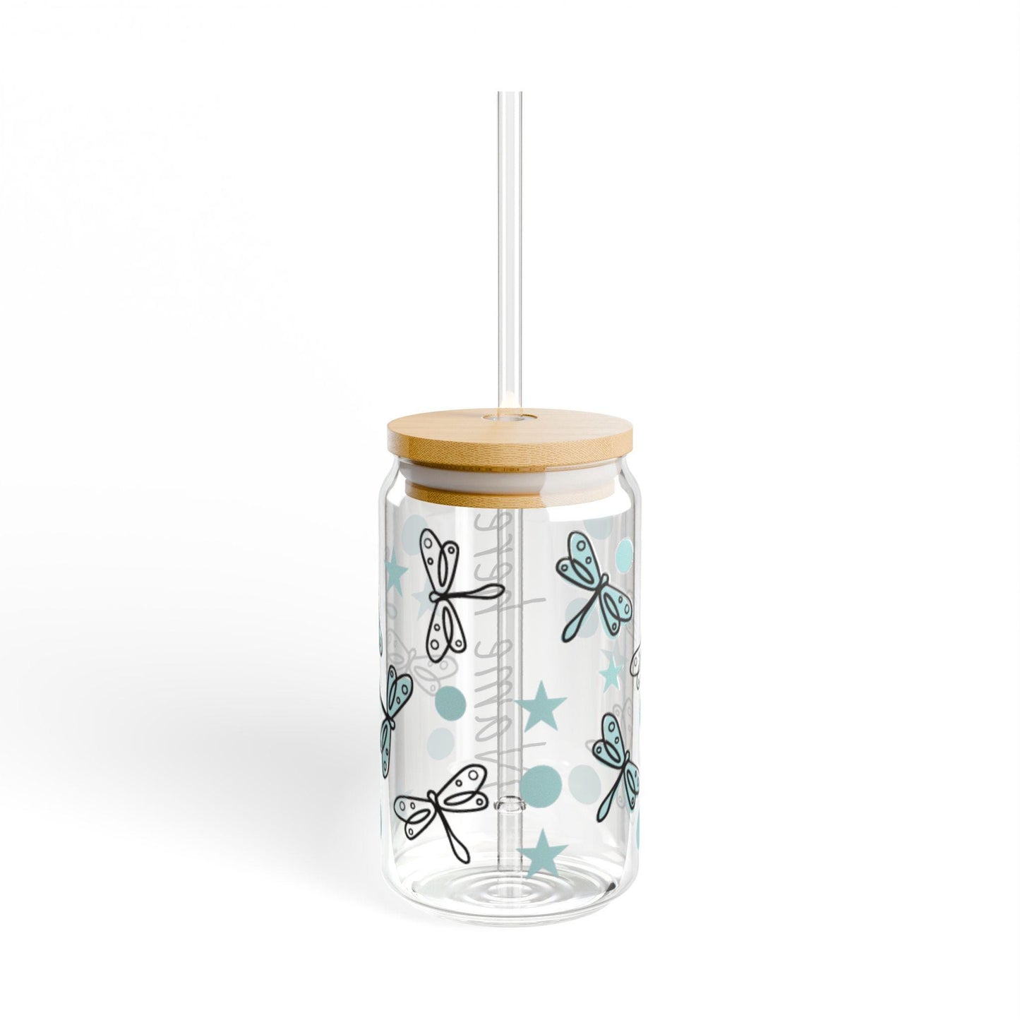 Personalized Dragonfly Sipper Glass, 16oz | Unique Name Here Drinkware, Gift for Her, Eco-friendly Straw Glass, Cute Party Favor