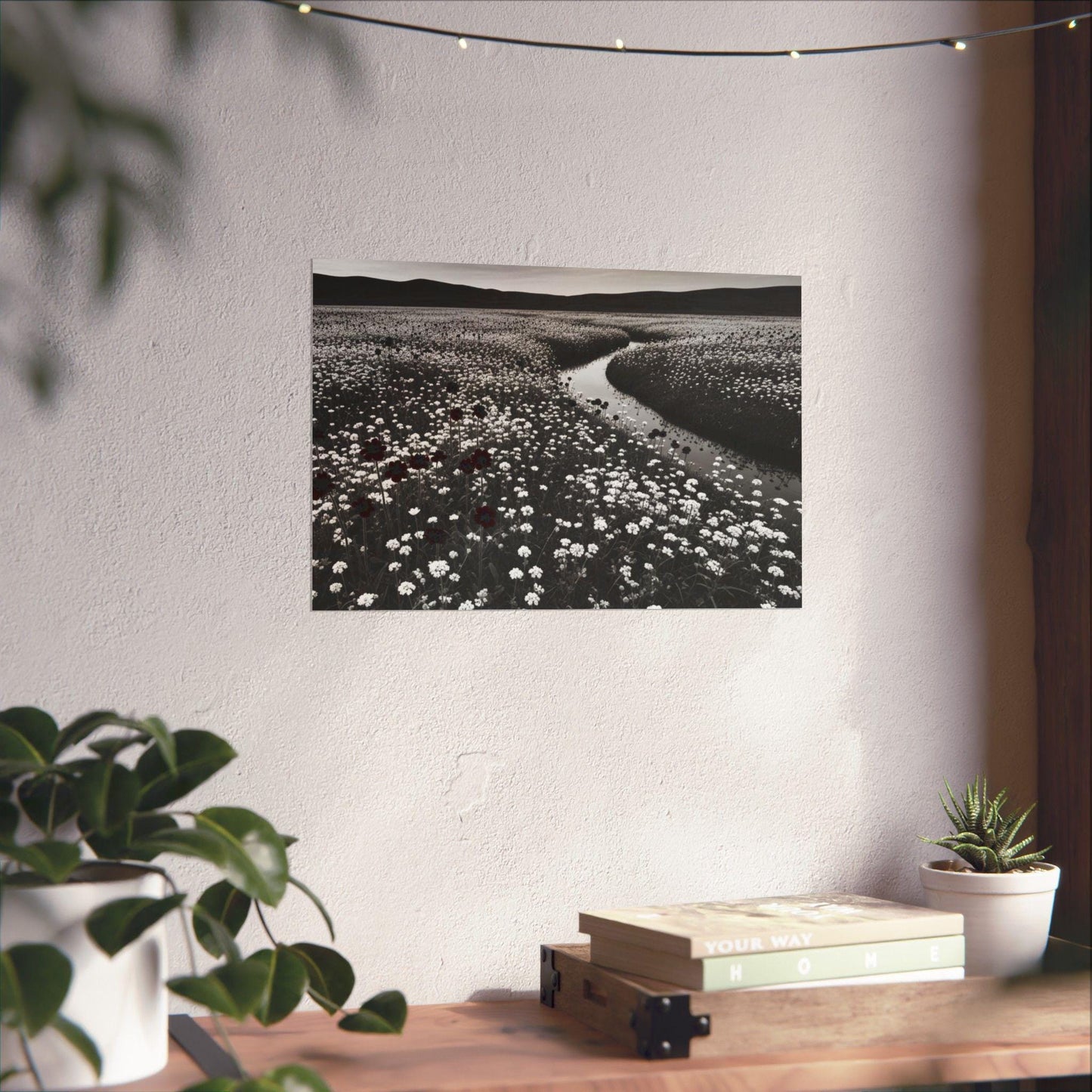 Monochrome Landscape Poster: Minimalist Nature Art Print