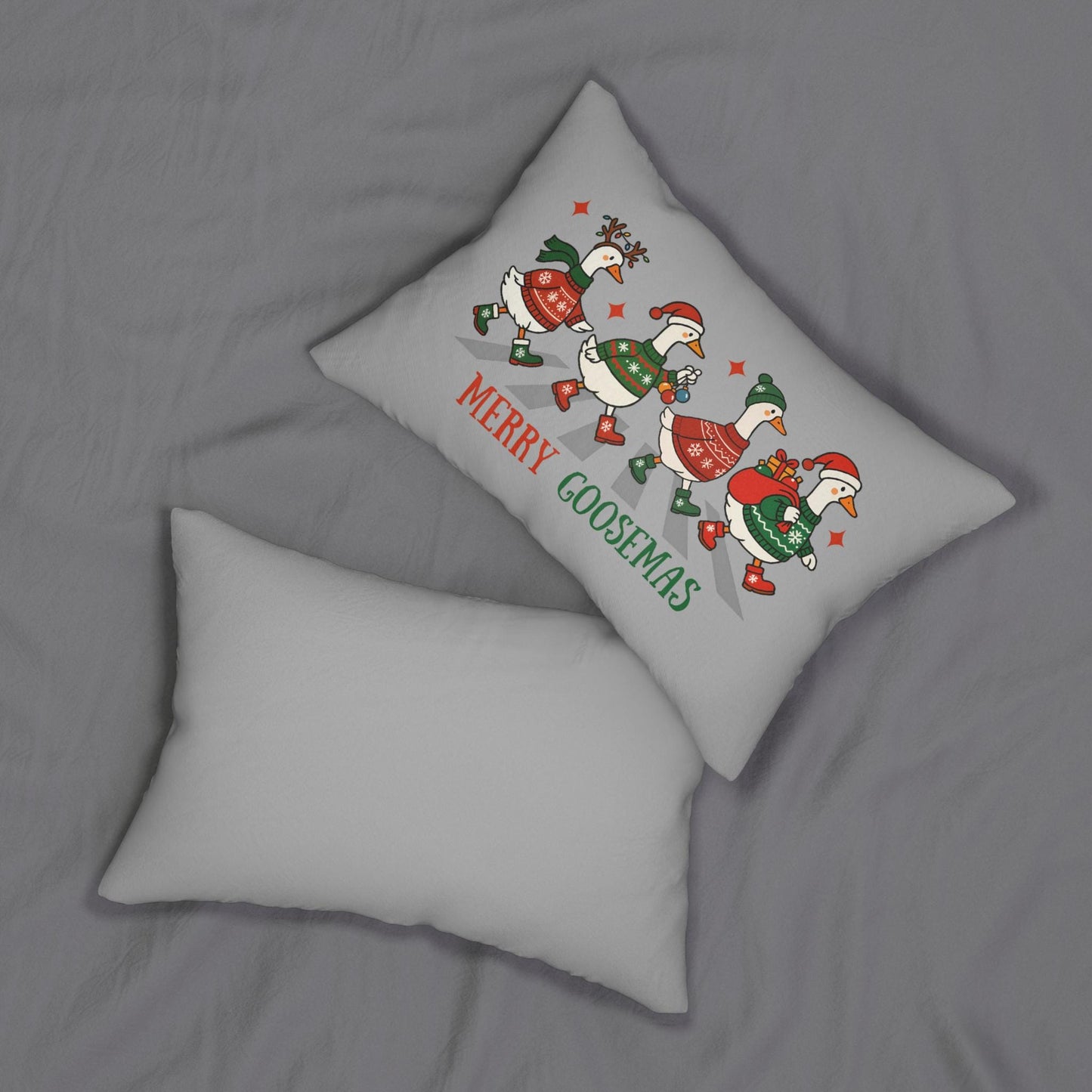 Merry Gooses Christmas Lumbar Pillow, Holiday Decor, Cozy Gift, Festive Home Accessory, Seasonal Throw Pillow