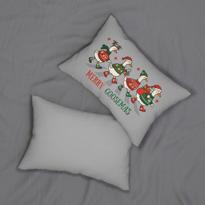 Merry Gooses Christmas Lumbar Pillow, Holiday Decor, Cozy Gift, Festive Home Accessory, Seasonal Throw Pillow
