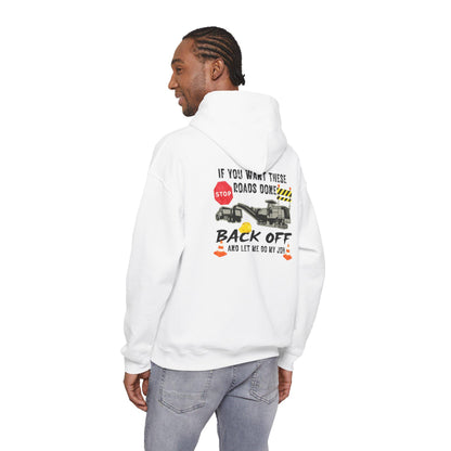Road Construction Truck Crew Back Off Hoodie, Construction Vehicle Graphic Hoodie, Construction Worker Appreciation Support