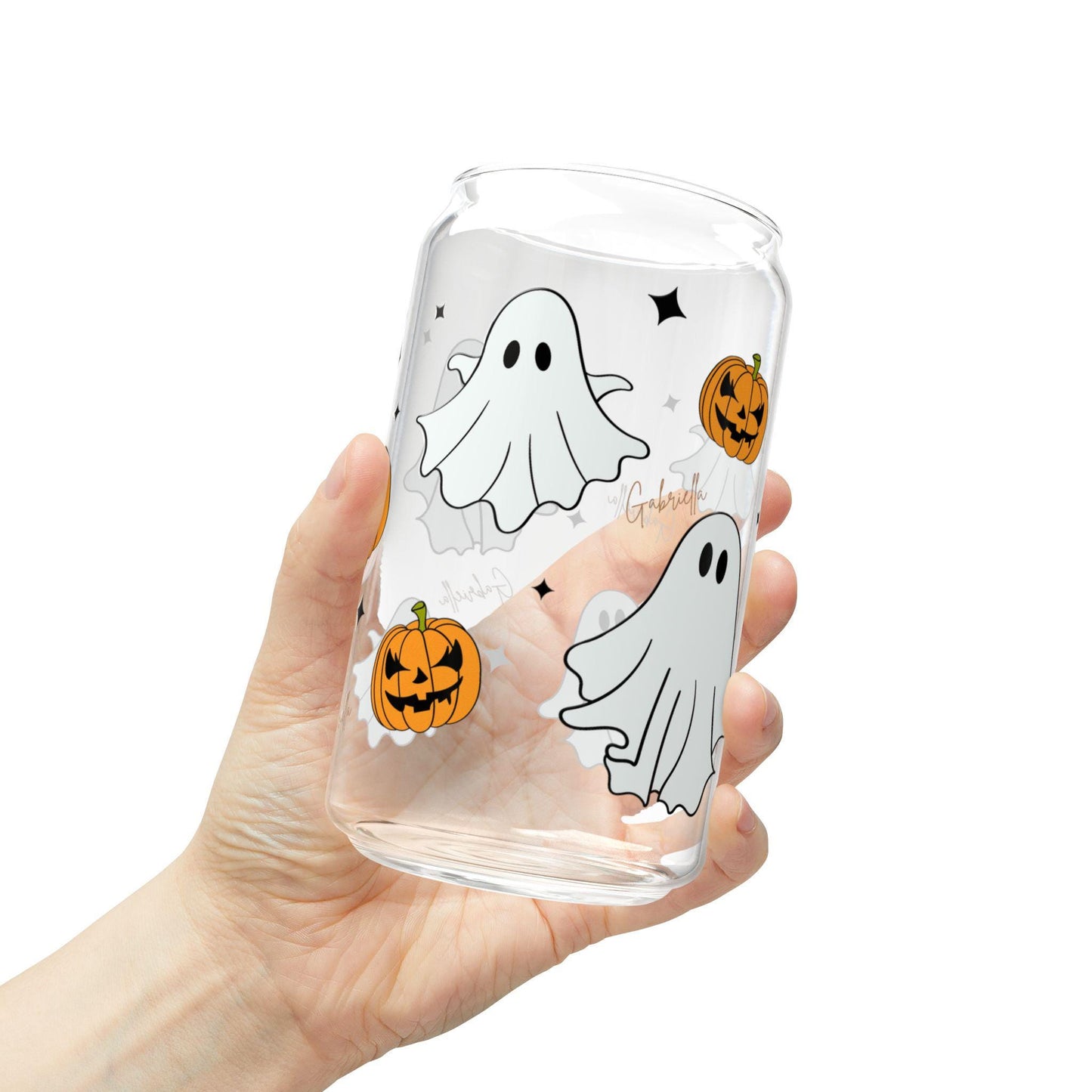 Personalized Halloween Ghost Sipper Glass, 16oz, Ghost Cup, Pumpkin Drinkware, Spooky Beverage Container, Fall Party Decor, Halloween Gift