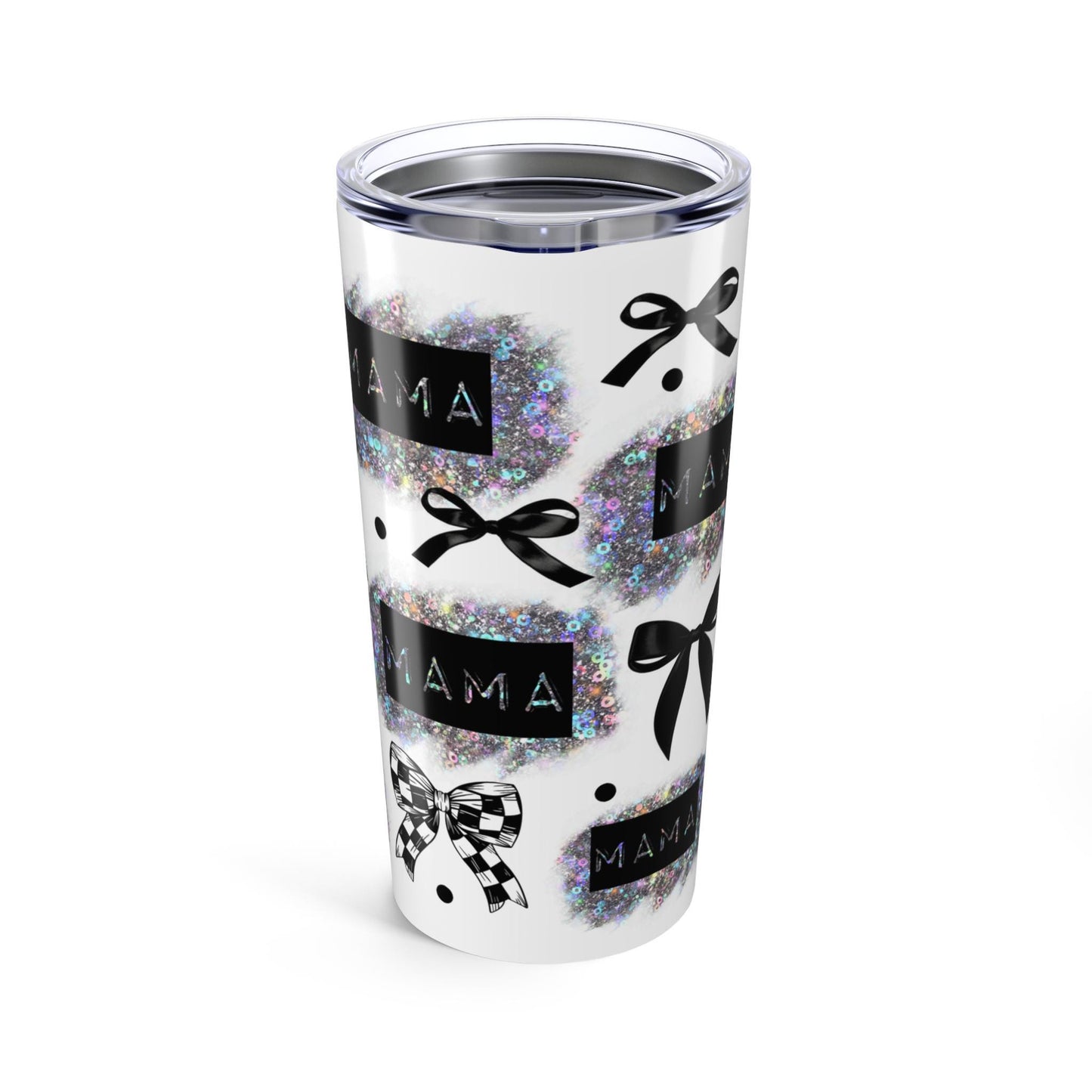 Black bow MAMA Tumbler 20oz, Checkered bow MAMA tumbler, Perfect gift for mom.