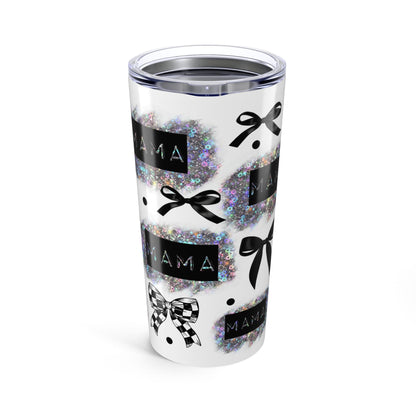 Black bow MAMA Tumbler 20oz, Checkered bow MAMA tumbler, Perfect gift for mom.