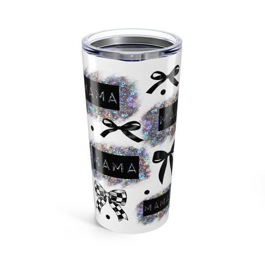 Black bow MAMA Tumbler 20oz, Checkered bow MAMA tumbler, Perfect gift for mom.