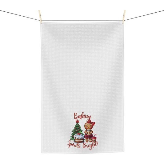 Whimsical Baking Tea Towel, Holiday Kitchen Decor, Christmas Gift, Festive Cooking Accessory, Seasonal Home Decor