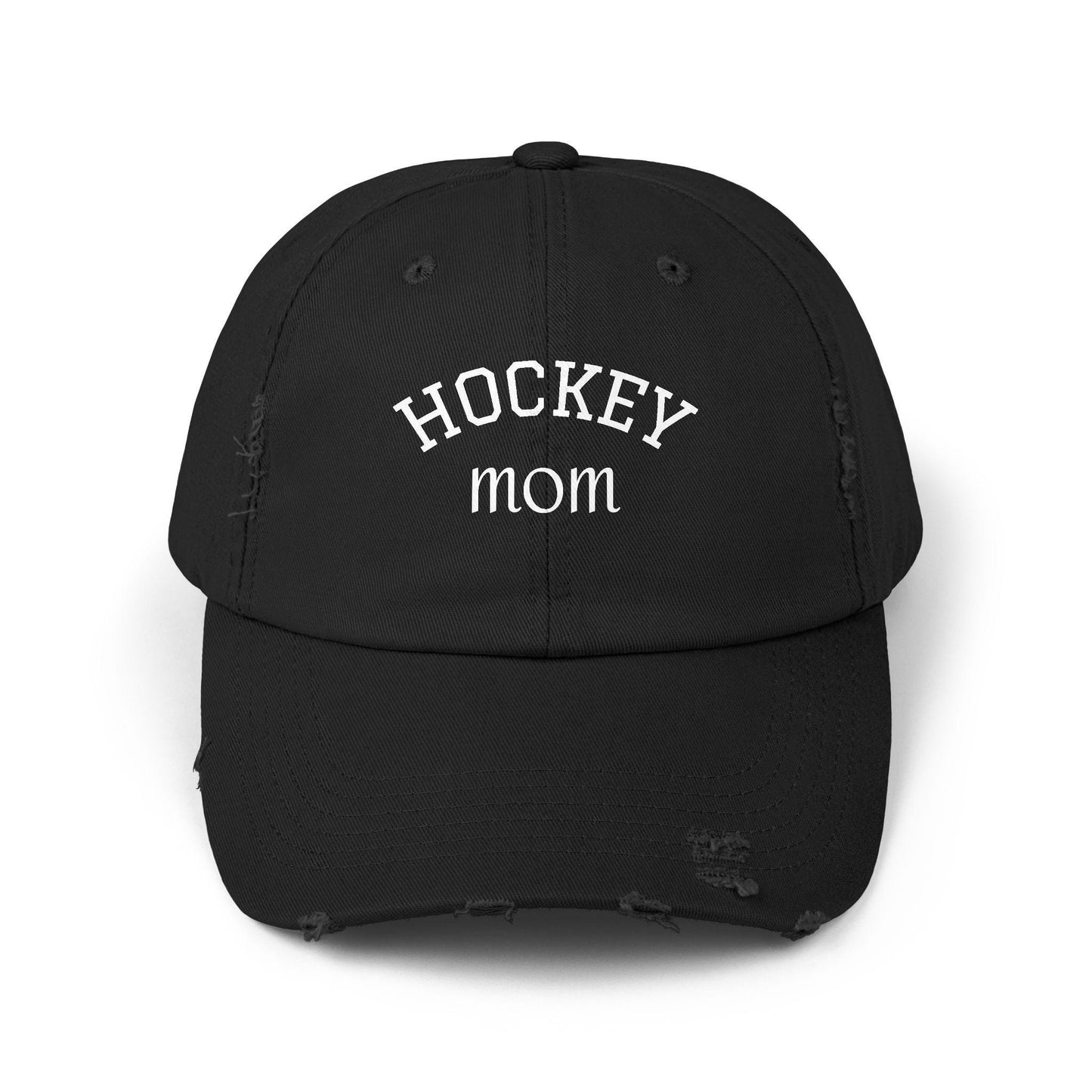 Distressed "HOCKEY mom" Baseball Cap: Custom Team Colors