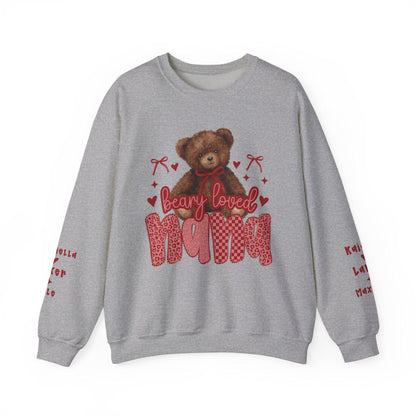 Beary Loved Mama Sweatshirt | Teddy Bear, Heart Pattern, Mama Typography
