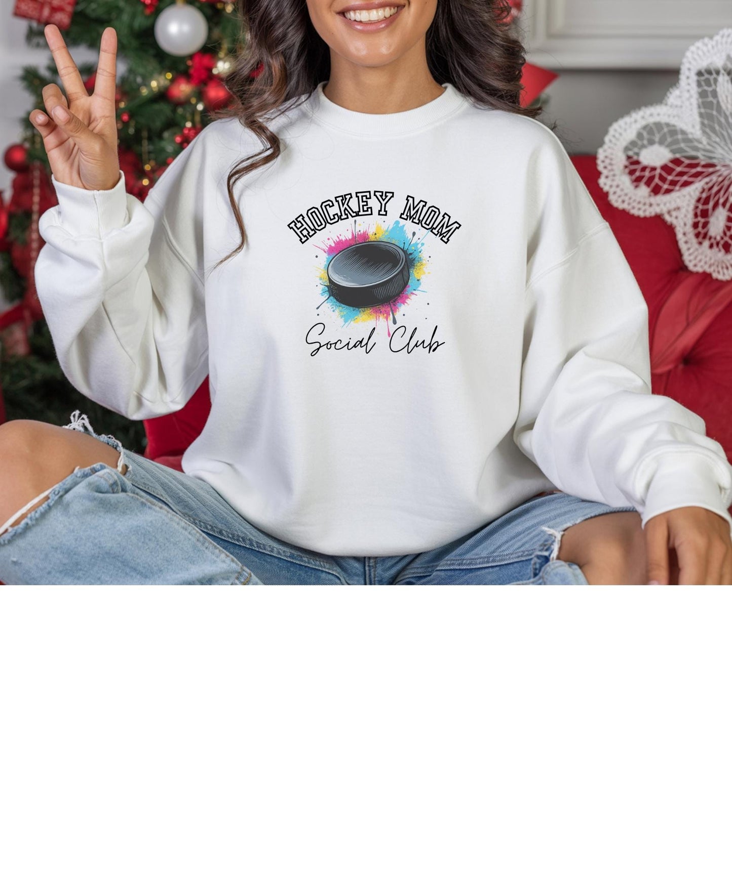 Hockey Mom Sweatshirt, Crewneck, Sports Apparel, Gift for Hockey Moms, Winter Fashion, Casual Outfit