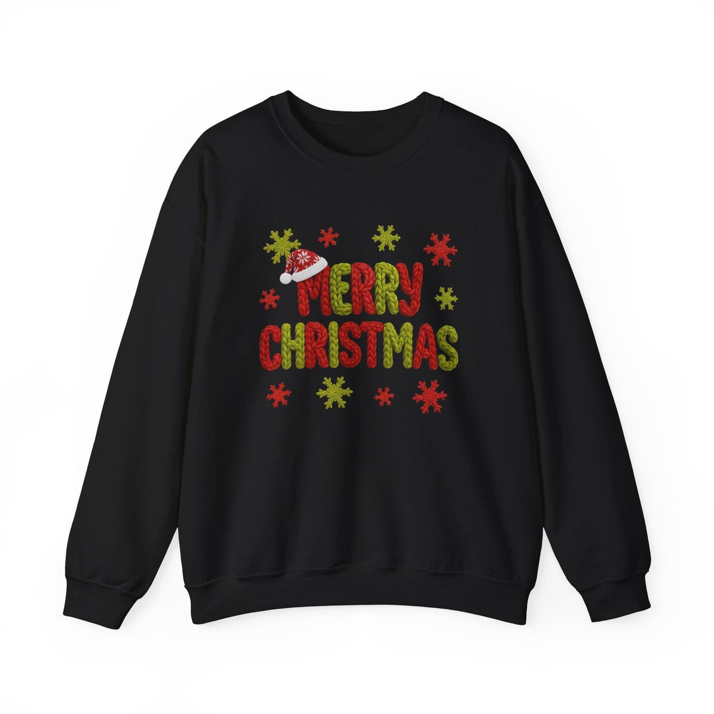 Faux Yarn Merry Christmas Crewneck Sweatshirt, Holiday Apparel, Winter Fashion, Cozy Gift, Unisex Sweatshirt, Cute sweater, Cozy Sweater