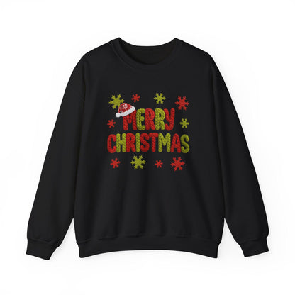 Faux Yarn Merry Christmas Crewneck Sweatshirt, Holiday Apparel, Winter Fashion, Cozy Gift, Unisex Sweatshirt, Cute sweater, Cozy Sweater