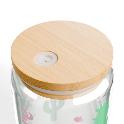 Cactus-Themed Sipper Glass, 16oz | Personalized Drinkware, Cute Tumblers, Eco-Friendly Glass, Gift for Her, Summer Party, western glass