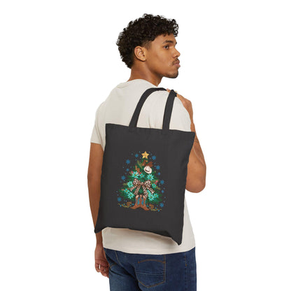 Christmas Tree Cotton Canvas Tote Bag: Festive Holiday Shopping Bag