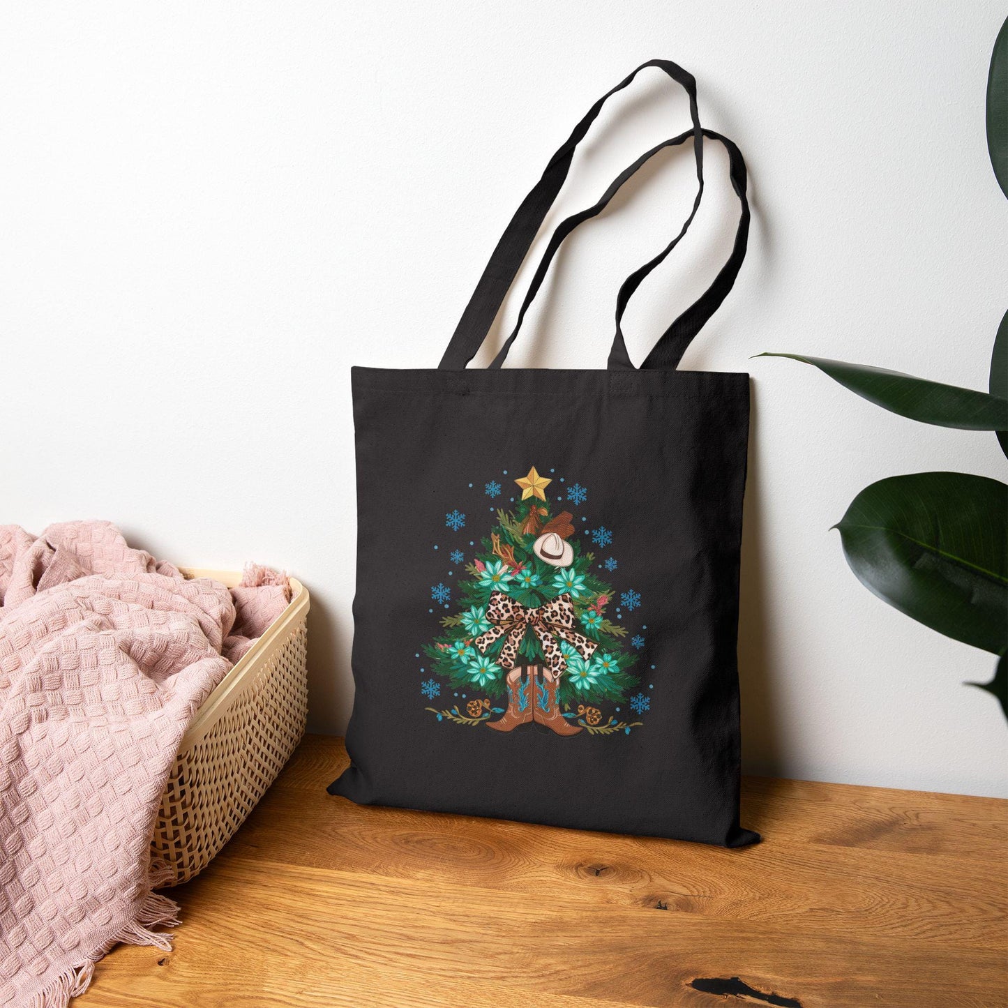 Christmas Tree Cotton Canvas Tote Bag: Festive Holiday Shopping Bag
