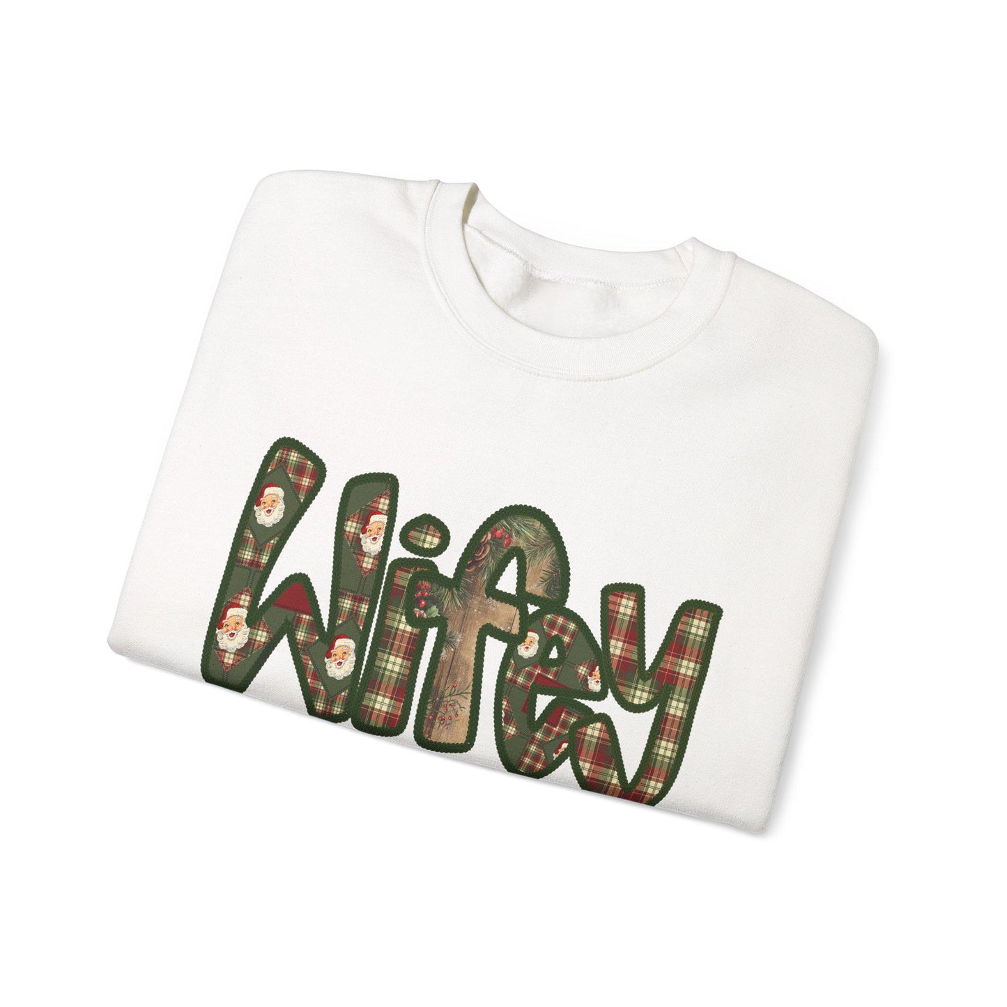 Cozy Wifey Sweatshirt, Faux embroidery, Perfect for Mom, Casual Style, Comfortable Crewneck, Holiday Apparel, Trendy Fashion