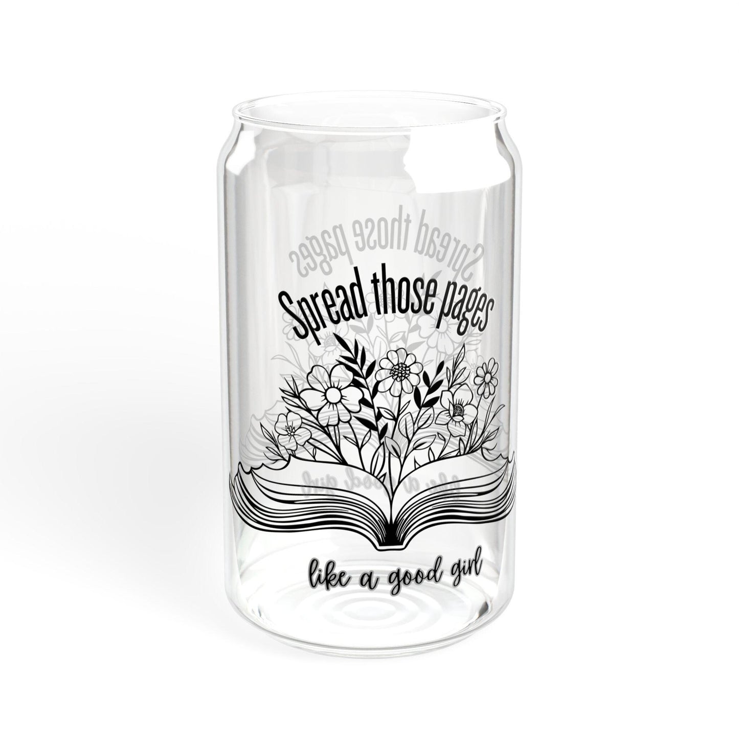 Book-Lover's Sipper Glass, 16oz , Eco-Friendly Drinkware, Unique Gift for Readers, Home Decor, Sustainable Straw Glass