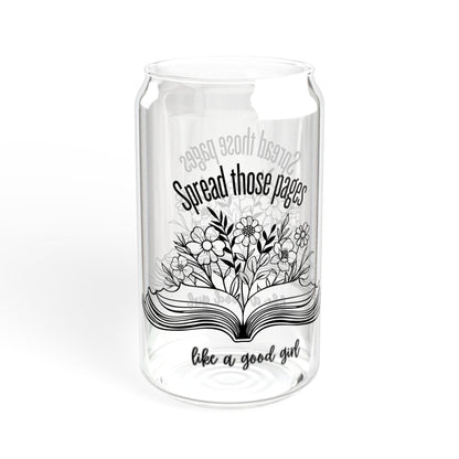 Book-Lover's Sipper Glass, 16oz , Eco-Friendly Drinkware, Unique Gift for Readers, Home Decor, Sustainable Straw Glass