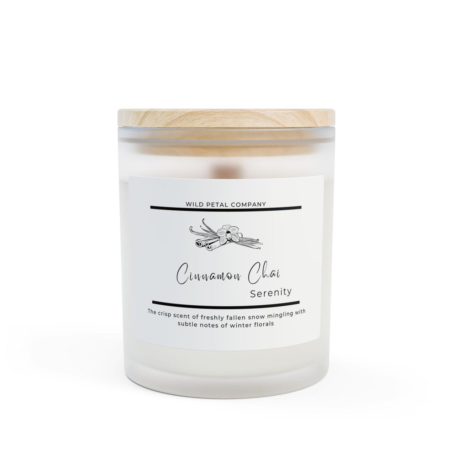 Frosted Glass Candle: Frasier Fir Scented, Vegan Wax, Wooden Wick